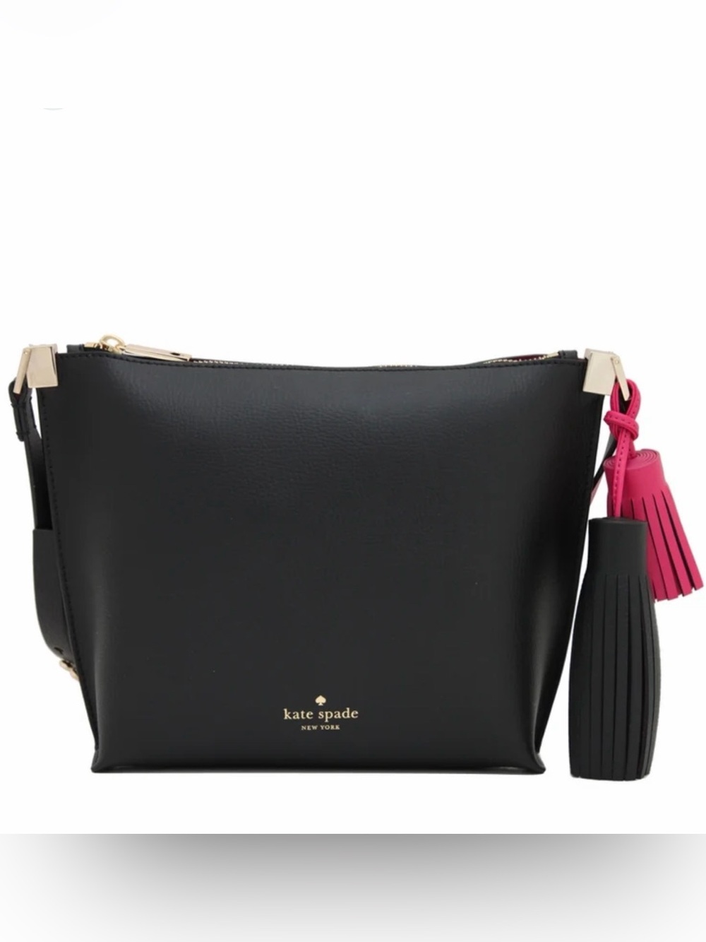 kate spade Black Crossbody Bag with Pink Tassel